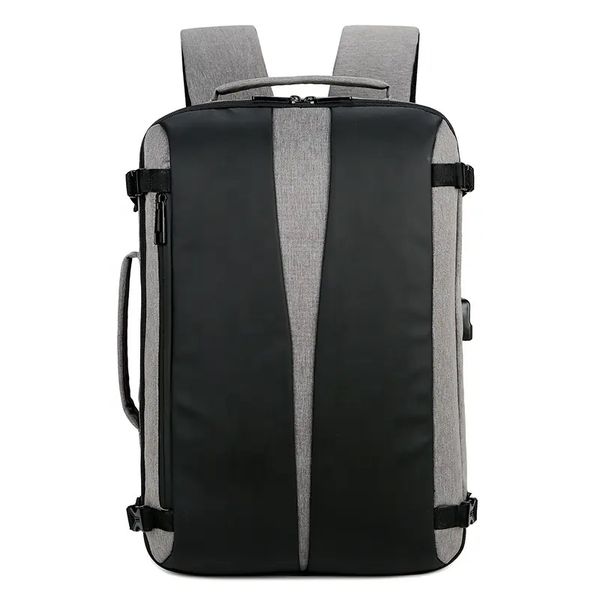 Anti Theft Business Laptop Backpack Bag w/ USB Charging Port - Black Grey