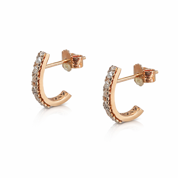 Vixen 9ct Yellow Gold Snug Fit J Hoop Earrings with Cubic Zirconia