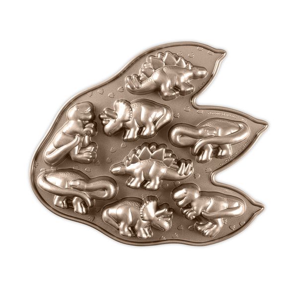 Nordic Ware Dinosaur Cakelet Pan Cast Aluminum 3-cup Total Capacity