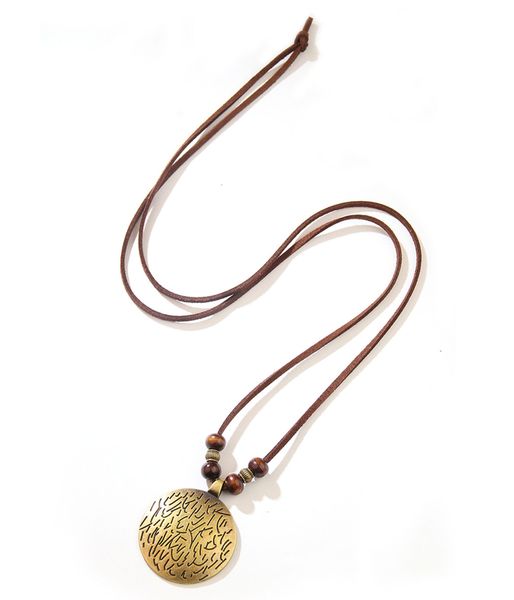 Leather Cord Necklace Chain Vintage Jewelry Boho Long Sweater Necklace