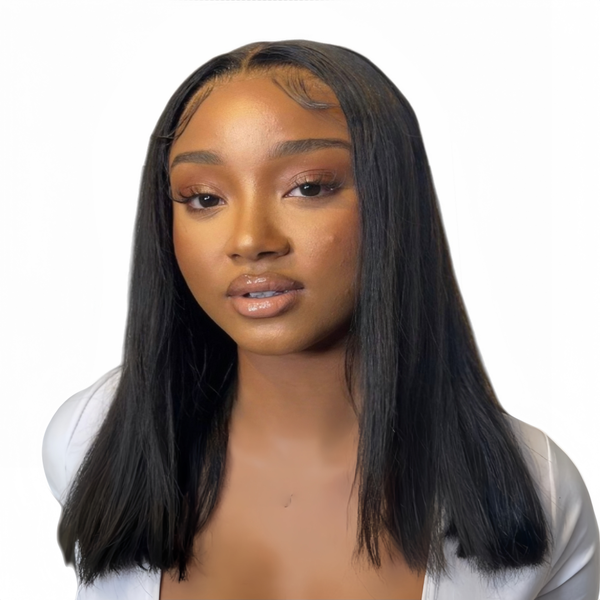 Eligababy 16-inch Straight Wig Full Frontal Human Hair Transparent Lace