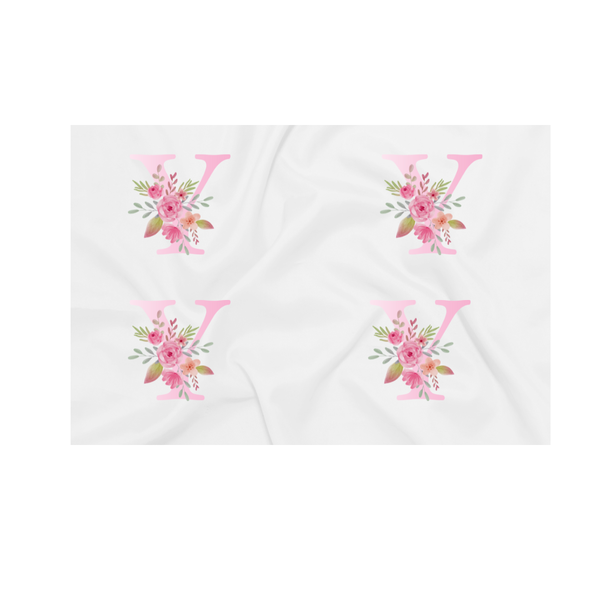 Baby Blanket - Pink Flowers - Letter Y