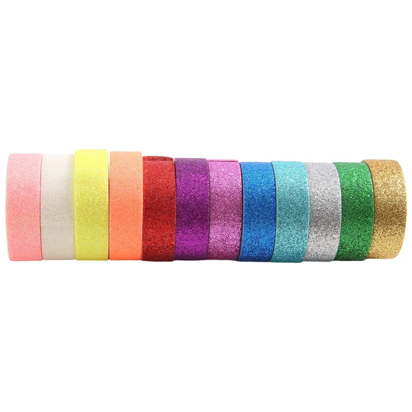 Washi Tape Set 12 Rolls Glitter Decorative Colored Masking Tape