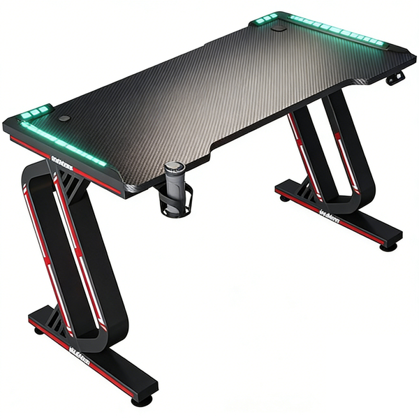 DELI 100×60cm Gaming Desk , Steel Frame, Wooden Top, Black