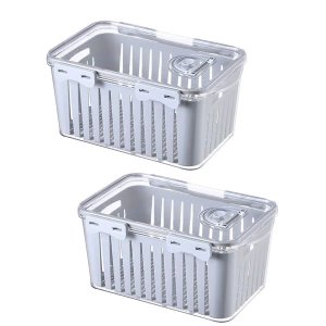 Vegetable Saver Container Refrigerator Fruit Storage with Lid - Set of 2