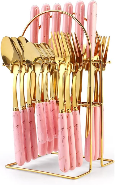 Classic Gold With Marble Handle - 24 Piece