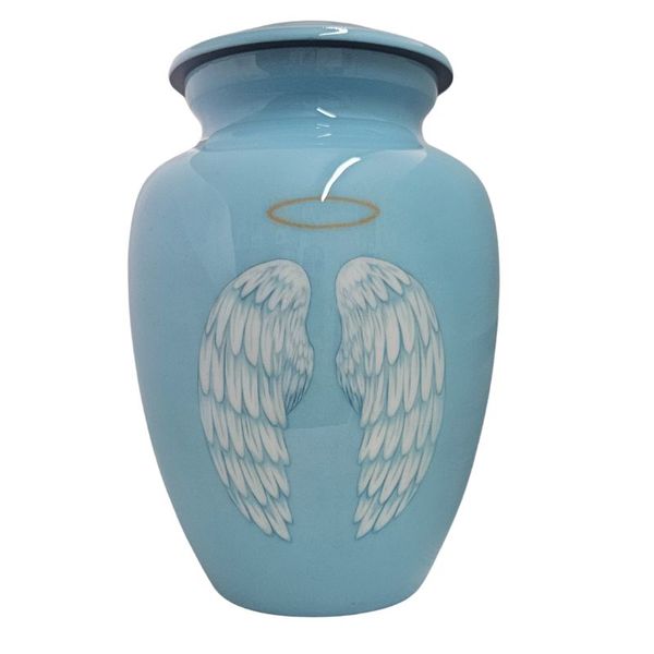 Angel Wings and Halo Design Aluminium Memorial Cremation Urn For Ashes
