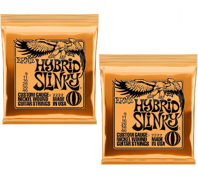 Pack of 2 Ernie Ball 2222 Hybrid Slinky 09-46 Guitar Strings