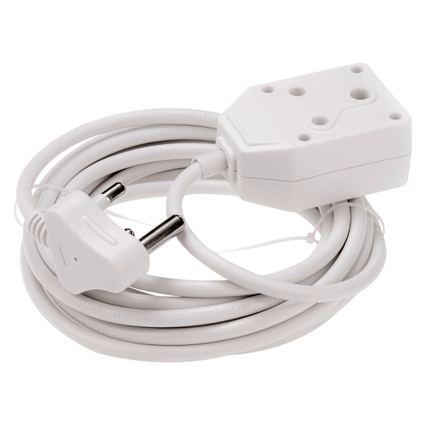 Extension Lead 5Mx1.5Mm White - 2 Pack