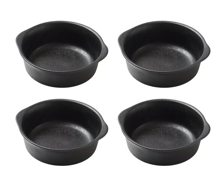 Set of 4 Black Mini Casserole Baking Dishes Dessert Dish