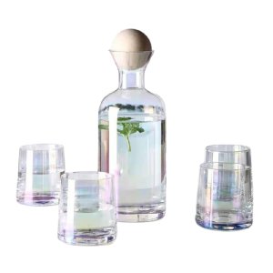 Set of 5 Glass Pitcher &amp; Glass Bottle - Clear