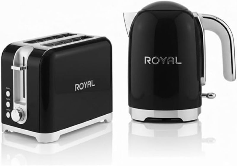 Royal Premium Breakfast Set |1.7L Electric Kettle &amp; 2-Slice Toaster