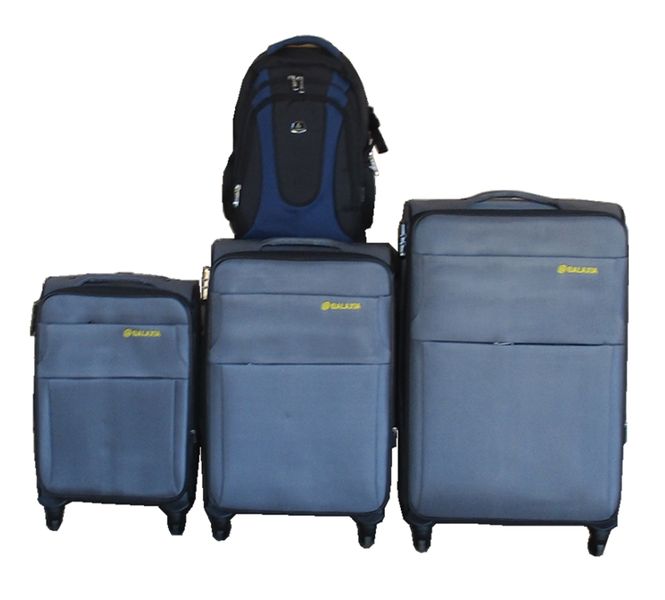 Galaxia 3-Piece Fabric Spinner Luggage Set with Travel Backpack - Grey