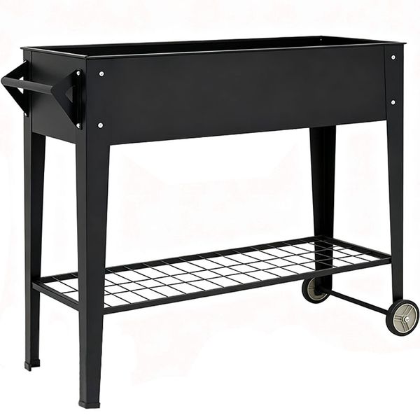 80cm Tall Raised Garden Bed Outdoor with Wheel &amp; Shelf Standing Planter Box