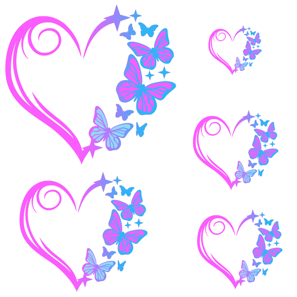 TrendSpire Hearts And Butterflies Vinyl Stickers (Colour) - Set of 5