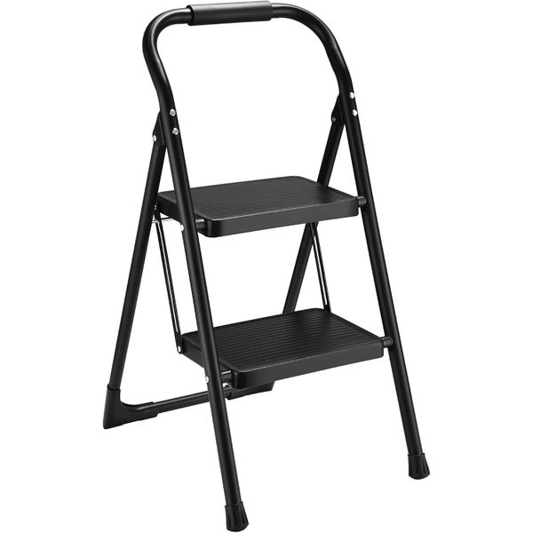 Decorum &amp; Co - 2-Step Foldable Steel Ladder with Anti-Slip Steps