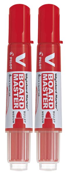 Pilot V Board Master Bullet Tip Whiteboard Marker Pack of 2 - Red