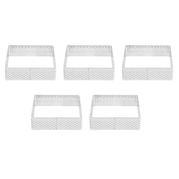 Perforated Tart Ring Stainless Steel Tartlet Molds Square Shape Mould Cake