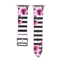 FocusFit - Apple Watch Strap Floral Pattern Printed PU Leather 38mm 40mm