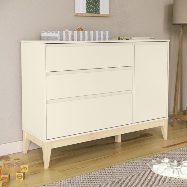 George &amp; Mason Baby - Nature 3 Drawer &amp; 1 Door Chest of Drawers - Off White
