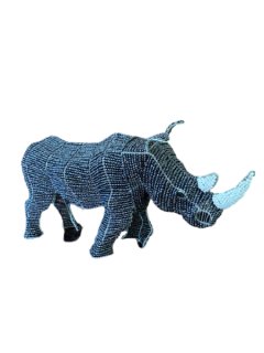 African Bead and Wire Handcrafted Rhino Home D cor Ornament Large