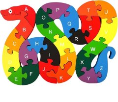 Double Sided 3D Wooden Snake Shaped ABC Aphalbet and 123 Number Puzzle