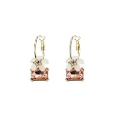 semiwild - Earrings - Square Stone Flower Hoops