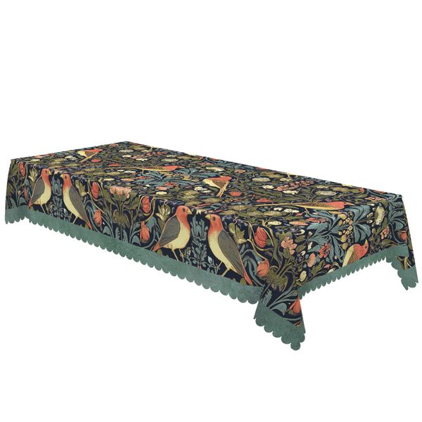 Vintage Bird &amp; Floral Tablecloth - Classic Botanical for Elegant Home Decor