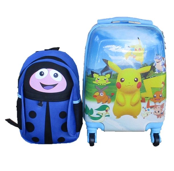 Pokémon Kids Suitcase &amp; Blue Ladybug Backpack Set - Travel Combo