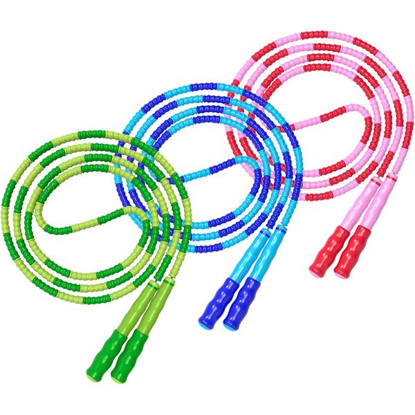 QYNIAL Jump Rope Adjustable Length Tangle-Free Segmented Soft Beaded 3Pcs