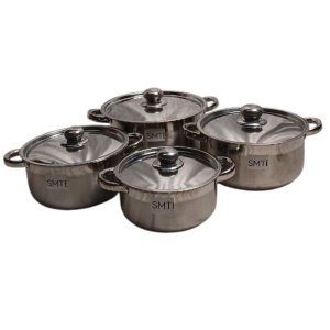 SMTE 8-Piece Stainless Steel Cookware Set - Silver Pots &amp; Pans