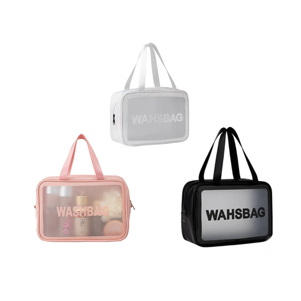 3 Pieces Makeup Bag PVC Travel Wash Bag Frosted Large Capacity Storage Bag