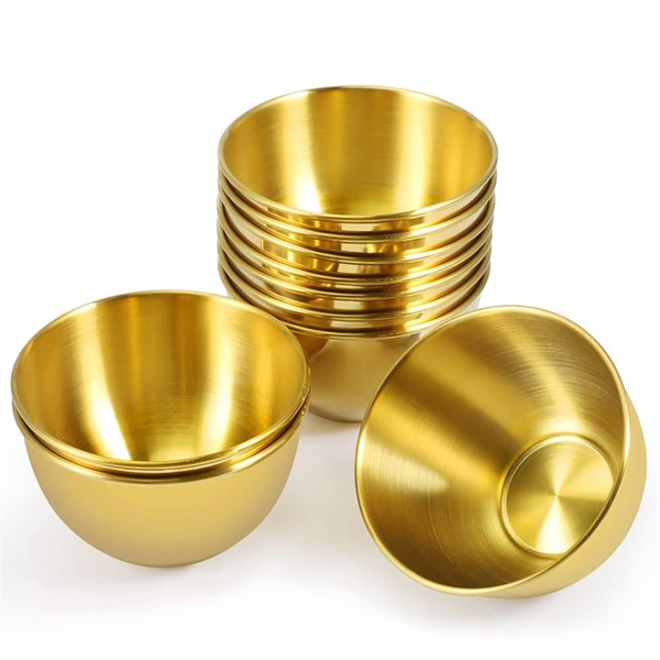 10Pcs 3 3Inch Stainless Steel Sauce Dishes Sushi Dipping Bowl Gold