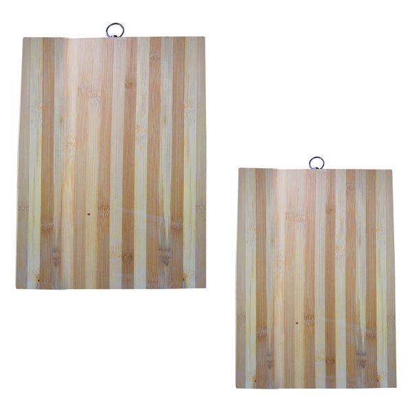 2 Piece 34 &amp; 40cm Bamboo Cutting Board Set with Metal Hanger Hoop