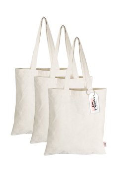 Plain 100% Cotton Tote Eco Bags 3 Pack