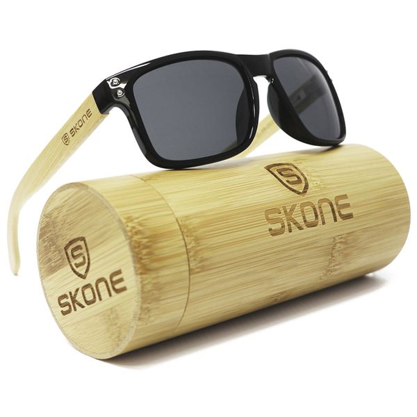 Skone Sahara Black Polarised UV400 Protection Bamboo Sunglass - Matt Black