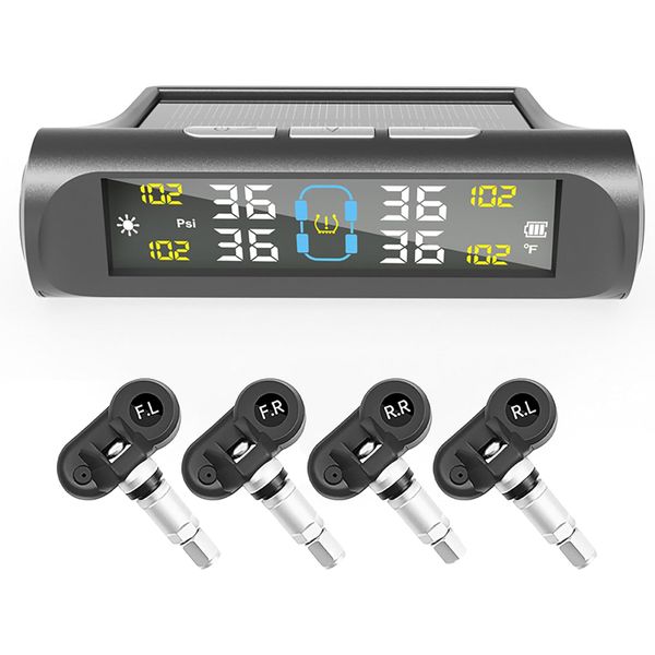 Tire Pressure Monitor System TPMS USB &amp; Solar Powered Build-in Model