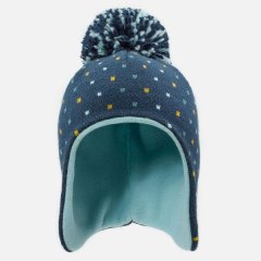 Wedze Baby Simple Peruvian Ski/Sledge Hat - Warm Navy Blue &amp; Turquoise