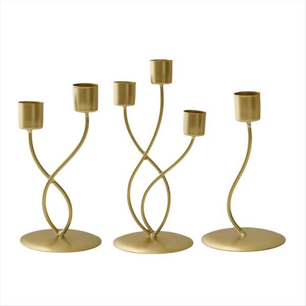 3pcs Golden Candlestick Set Luxury Elegant Metal Iron Candle Holders Europe