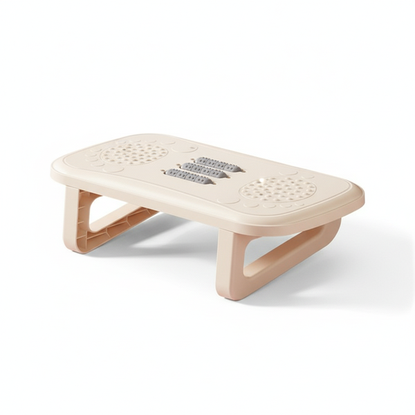Office Footrest with Soothing Massage - Khaki White