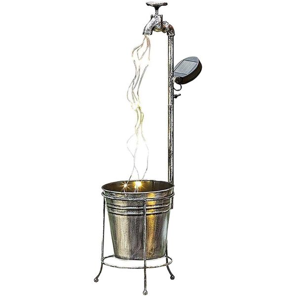 Garden Decor Solar Powered Faucet Light With Watering Bucket - 80cm