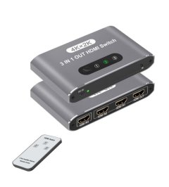 3 in 1 Out HDMI Switch, 4K@30Hz 3 Ports HDMI Splitter With Remote Control