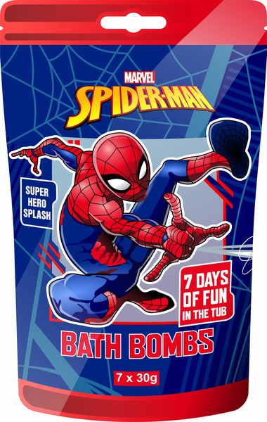 SPIDER-MAN By Marvel Official Licensed Kids Bath Bombs 7 Pack - Fizz Fun