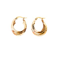 Gold Textured Stainless Steel Hoops
