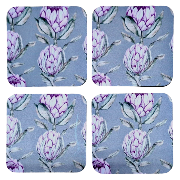 Coasters with Rubber Backing - Beautiful Closes Growing Proteas