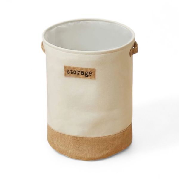 Multipurpose Collapsible Laundry / Storage Basket - White/Brown
