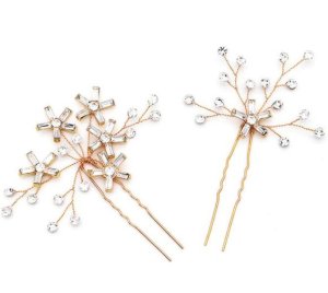Olive Tree - Crystal Styled Hair Pins - Bridal / Formal Event