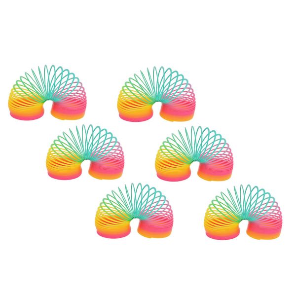 Retro Large Rainbow Slinky Stretchy Spring Fidget Toy - 10cm - Pack of 3