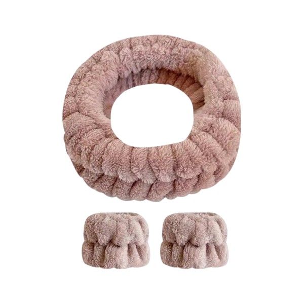 Coral Fiber Headband &amp; Wristbands With Effective Water Absorption - Camel