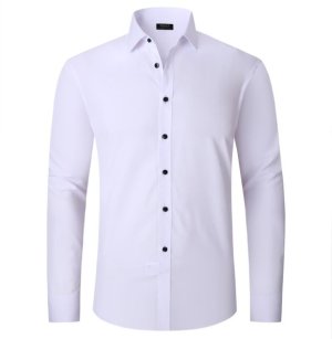 Formal Shirts For Men - Regular Fit 4 Way Stretch -Wrinkle Resistant -White